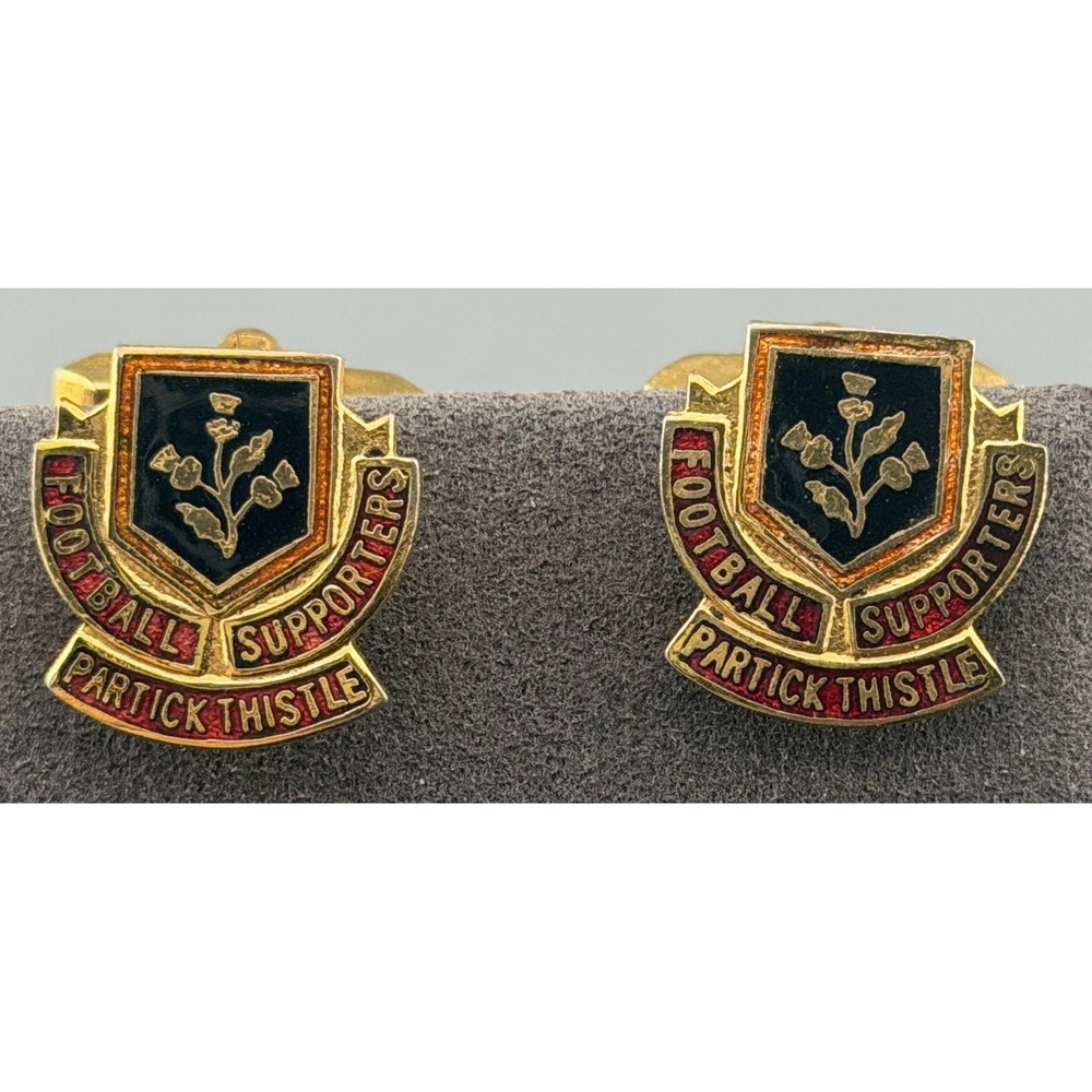 Vintage Cufflinks Partick Thistle FC Football Soccer Enamel Crest Scotland